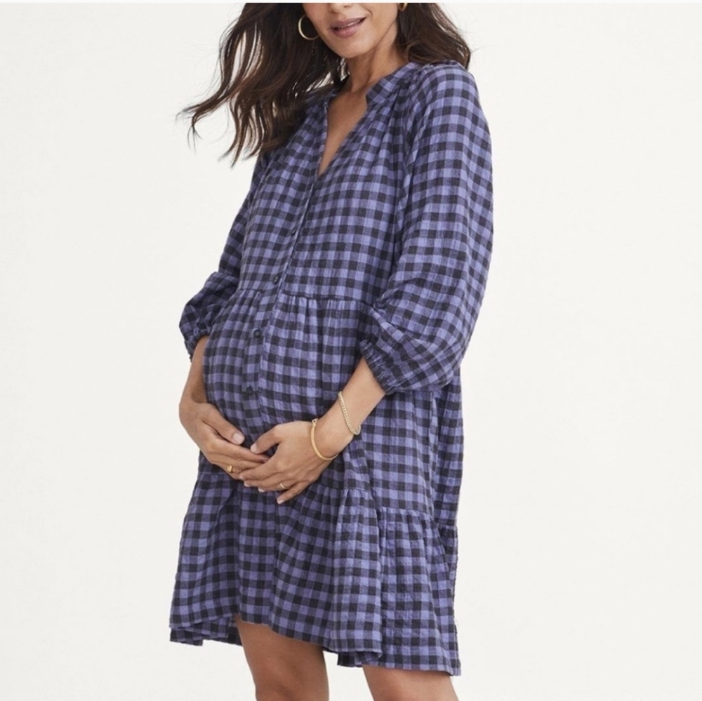 Hatch Blue and Navy Plaid Mini Dress